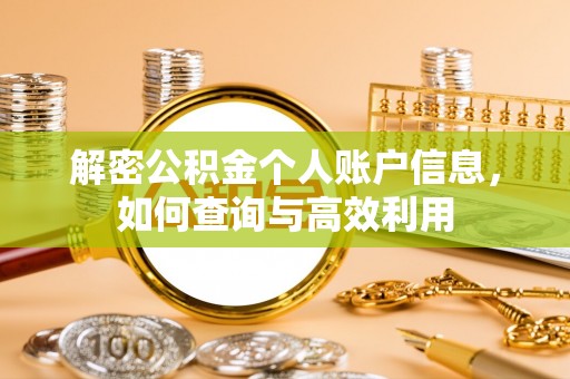 淳安解密公积金个人账户信息，如何查询与高效利用